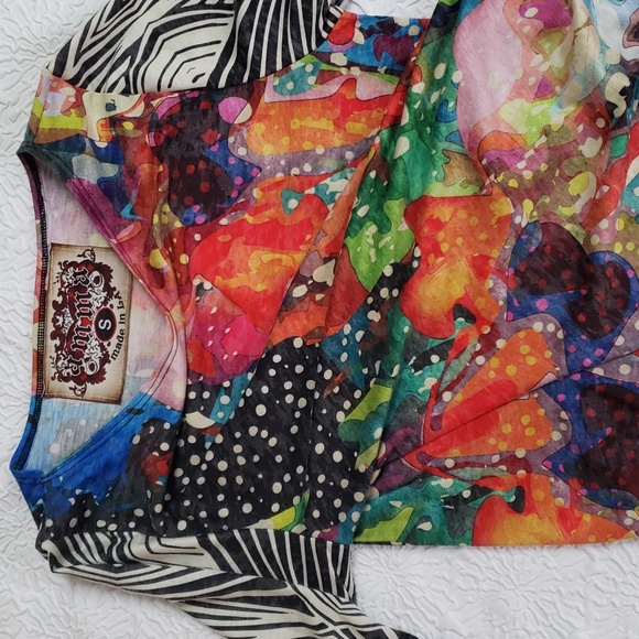 Amma made in LA Top Tunic Multi Colore Abstract Animal Design  3/4 Sleeve, Sz S - Picture 9 of 16